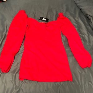 Red mini dress with sleeves
